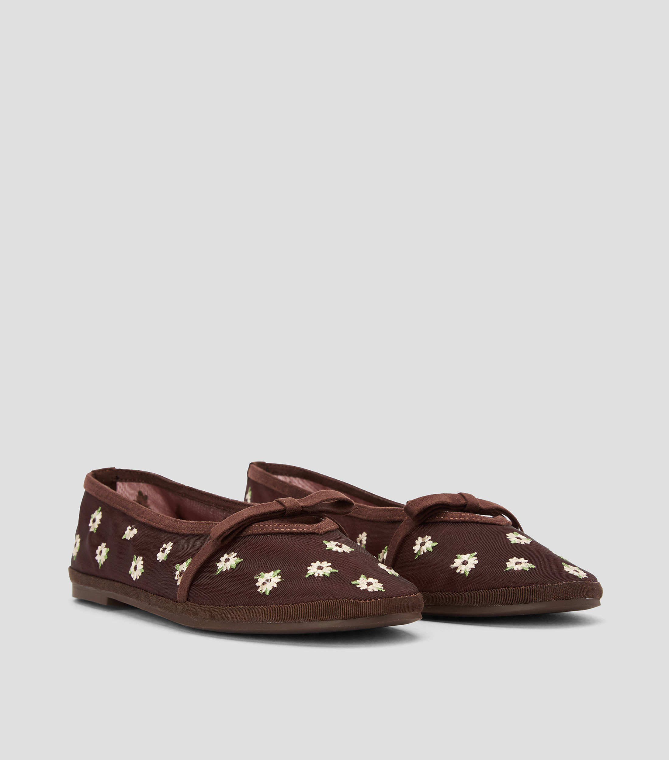 Flats con flores bordadas Mujer